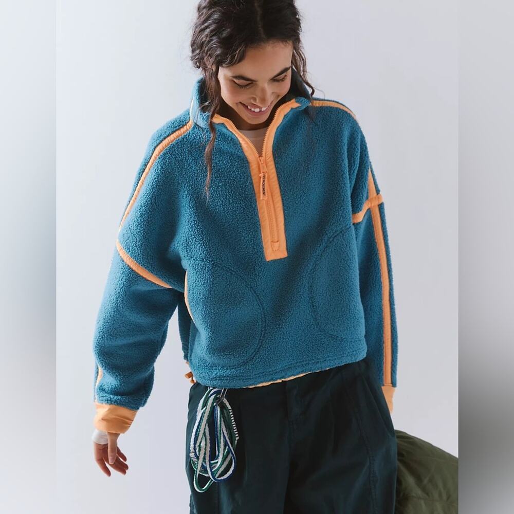 Free People Mountain High Half Zip Fleece Celestial Blue